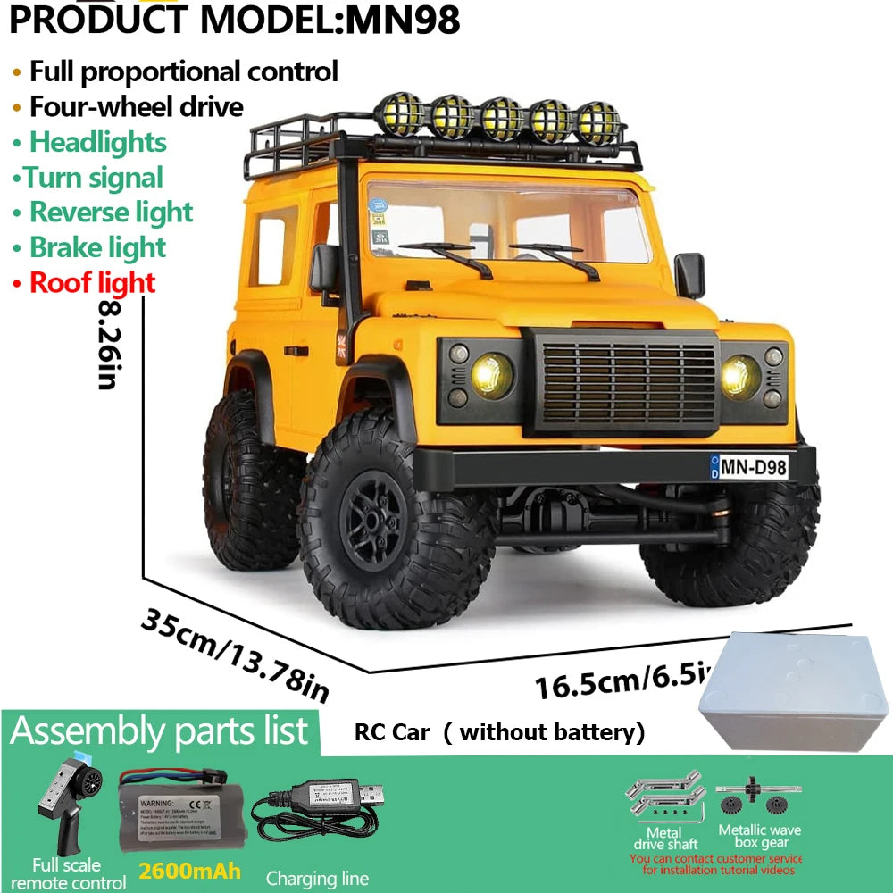 Upgrade MN99S MN98 1:12 RC Car MN Model RTR 2.4G Remote Control Car Climbing Defender 4WD RC Truck Off-road RC Toys As Kids Gift