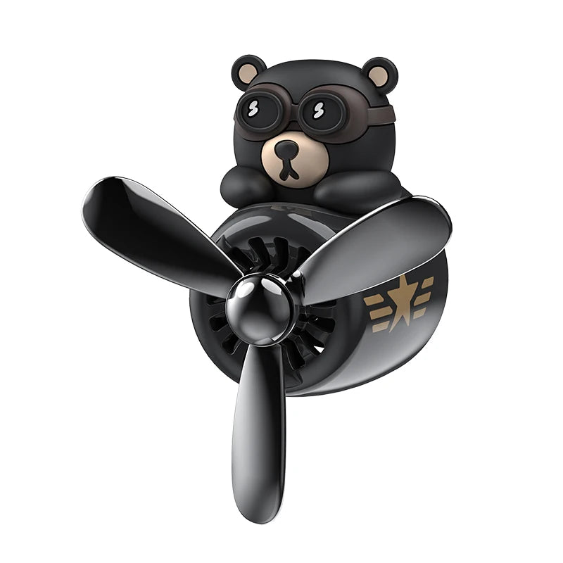 Rotating propeller plane pilot bear car air freshener accessories decoration vent outlet perfume fragrance diffuser ornament men