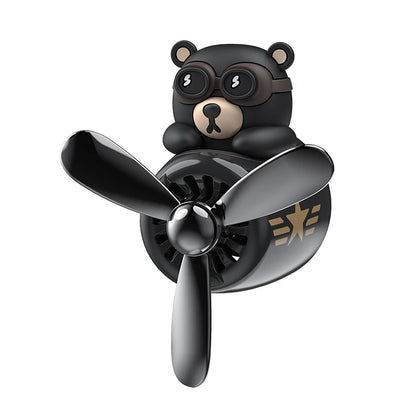 Rotating propeller plane pilot bear car air freshener accessories decoration vent outlet perfume fragrance diffuser ornament men