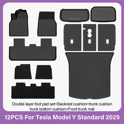 TPE Car Floor Mats for New Tesla Model Y Standard 2025+ Waterproof Cargo Liner Non-Slip Trunk Mats Foot Pads Luggage Mat ModelY