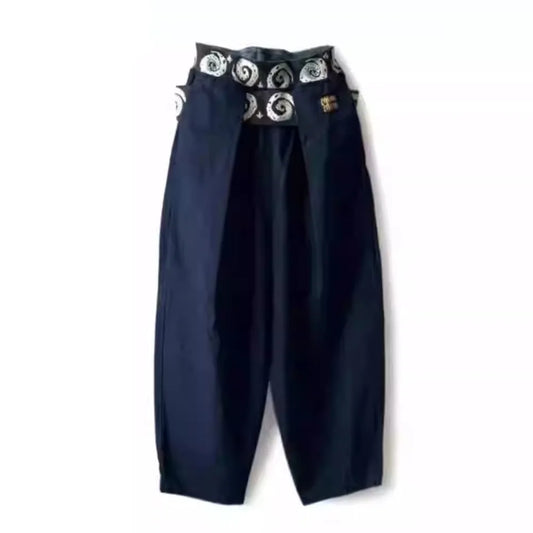 Kapitalvintage Hirata Kazuhiro Totem Cotton Whirlpool Elastic Waist Loose Men's and Women's Velcro Jeans