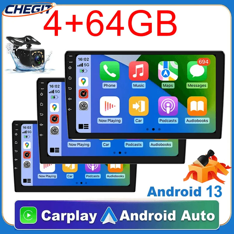 Universal 7"/9"/10“ 2DIN Android 13 4+64G Car Stereo Carplay Android Auto GPS Navigation Bluetooth FM RDS Radio WIFI Touchscreen