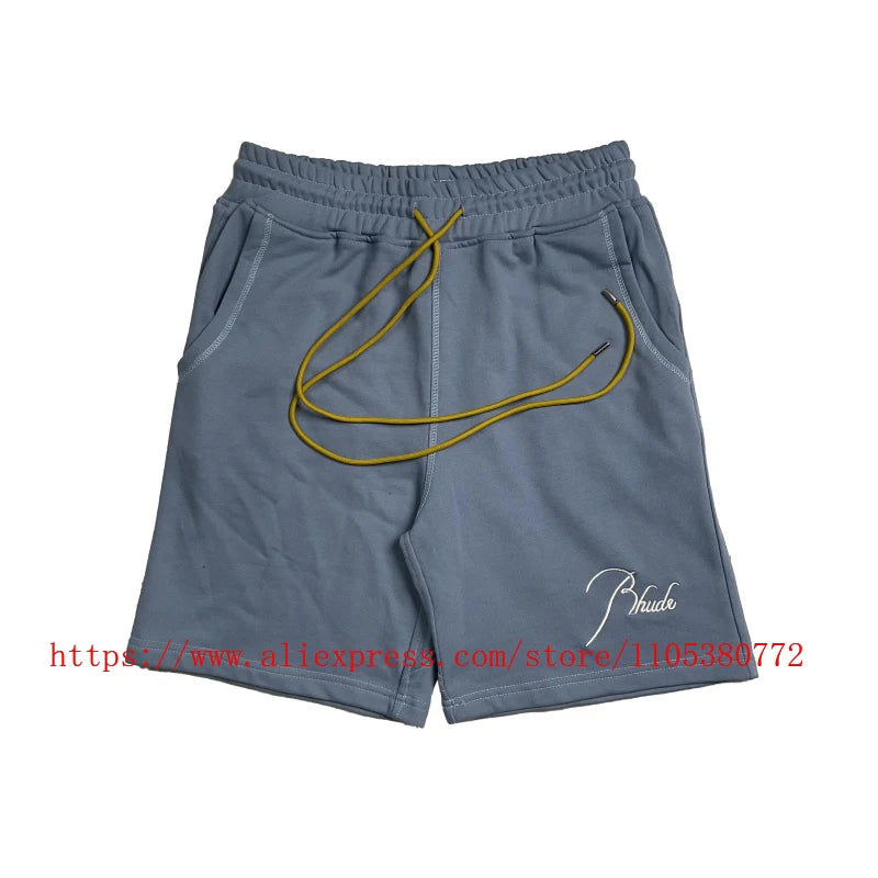 New Arrival RHUDE Print Casual Shorts Loose Street Shorts with Pockets Men's High Quality Shorts