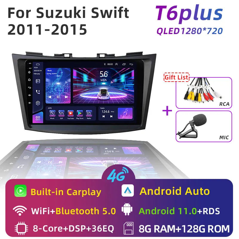JUNDOF 9" CarPlay 2DIN Android Auto Car Radio Stereo For Suzuki Swift 2011 2012 2013 2014 2015 2016GPS Multimedia Video Player