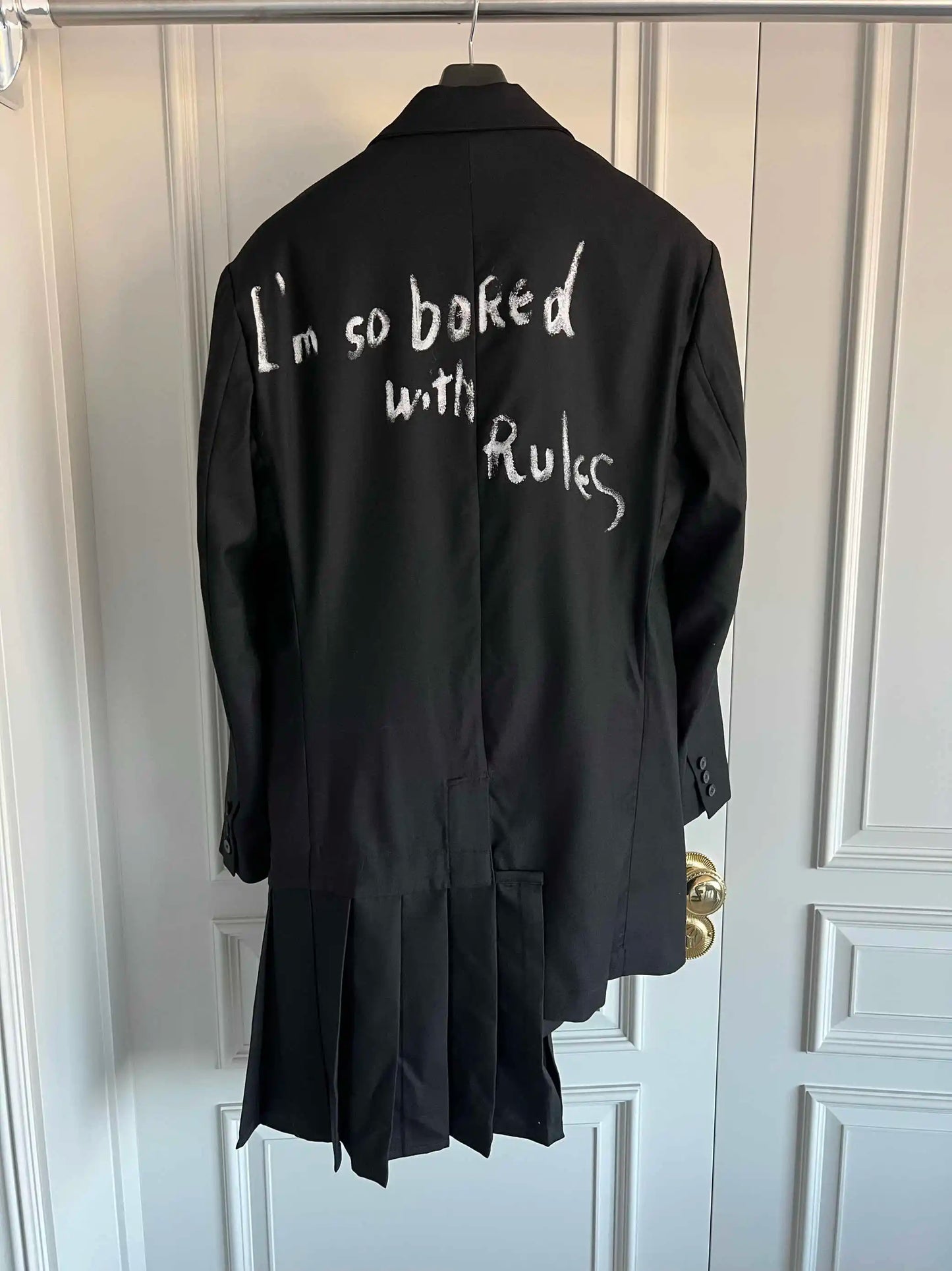 TOP-YAMAMOTO Original Design Original design Wool pleated word coat Asymmetrical slogan single row buckle