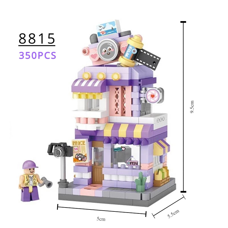 LOZ Blocks FUN Ideas Mini Street Store Toy Small Flower Pisa Shop Brinquedos MOC City House Food Building Bricks Girl Gifts
