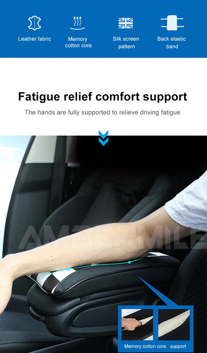 Leather For Mini F54 F55 F56 F60 R55 R56 R60 Auto Hand Rest Pad Central Armrest Storage Box Cover Protective Mat Accessories