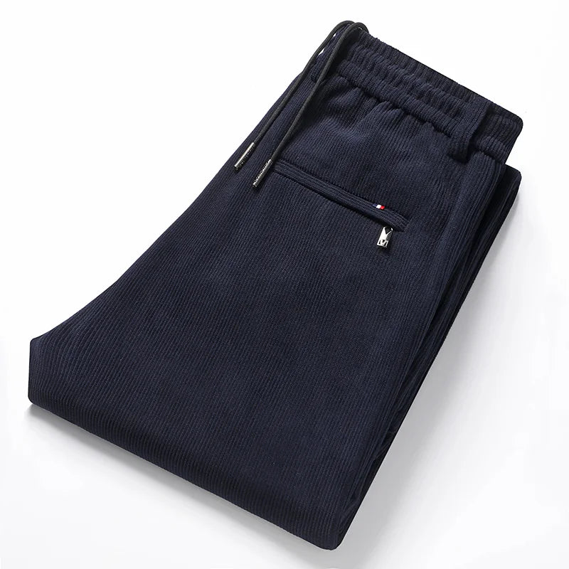 New Men's Winter Thicken Warm Classic Straight Business Fleece Thermal Trousers Brand Clothes Corduroy Plush Velvet Casual Pants