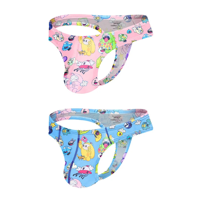 1/2/3PCS Man Thongs Underwear Hot Sale Modal Graffiti Printed Sexy Men Underpant Quick Dry Slip Panties Jockstrap Men's Thongs