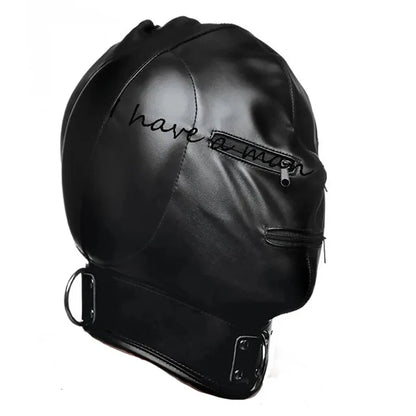 Leather Padded Hood Mask Blindfold Head Restraint Harness Mask, BDSM Bondage Gimp,Sexy Costume