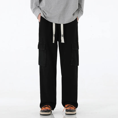 2024 New Men Baggy Cargo Jeans Fashion Streetwear Vintage Wide Leg Pants American Streetwear Y2K Big Pocket Youth Overalls
