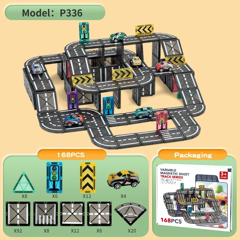 Magnetic Road Magnet Crane Car Toy Magnetic Block STEM Toys Creativity and Educational Construction Toys for Kids Birthday Gifts