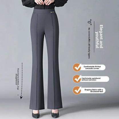 High Waist Fce Lined Thi Wide Leg Pants Casual Straight Cut Long Trousers Autumn Winter New Sle Faion Ladies Pants