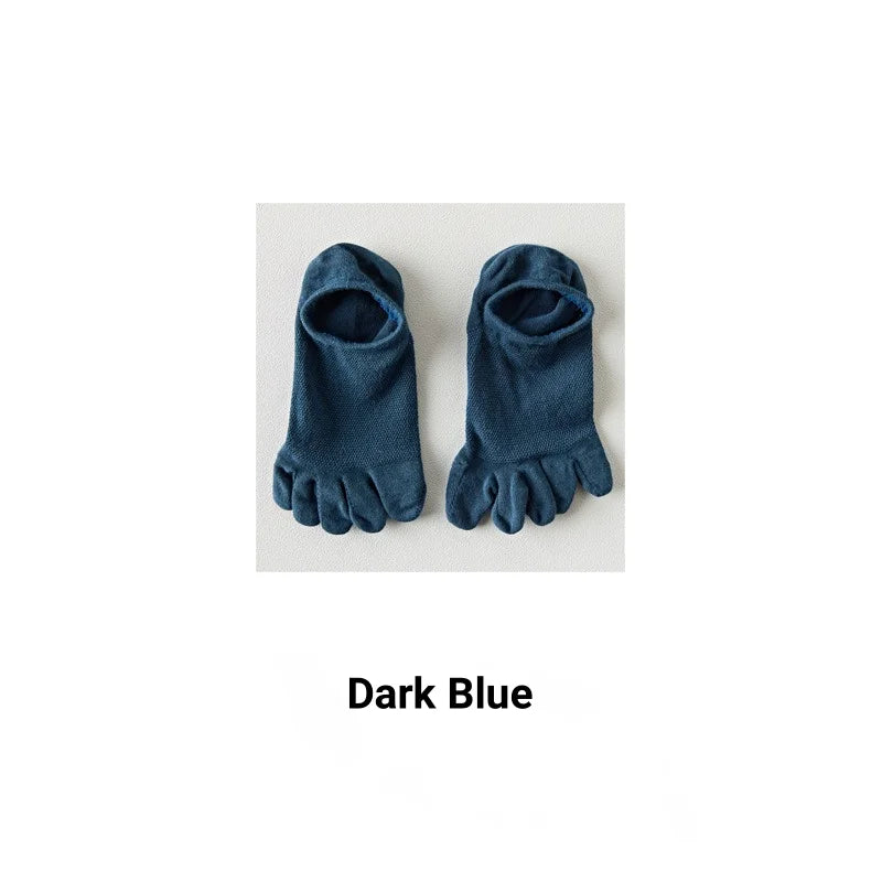 1/3/5 Pairs Men's 5-Toe Breathable Mesh Socks Anti Odor - Silicone Grip Non-Slip Low Cut Socks for Summer Sports Yoga Running