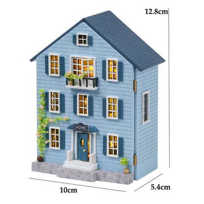 DIY Mini Wooden Doll House Assembly Building Model Pink Princess Villa Architecture Kit 3D Puzzle Dollhouse With Furniture Gifts