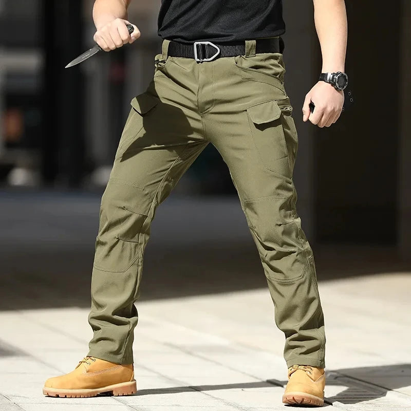 Men'S Tactical Cargo Pants - Softshell, Stretchy Fabric, Multiple Pockets, Button Fly, No Belt, All-Season Outdoor Training Pant