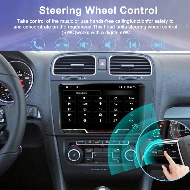 9" 4GB+64GB For VW Scirocco 2008-2015 Car Radio 2DIN Google Map Head Unit GPS Android Auto Stereo Steering Wheel Control