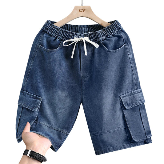 Men's Cargo Shorts New Summer Fashion Thin Cotton Blend Casual Denim 5-Point Pants Street Trendy Daily Comfortable Jean Shorts