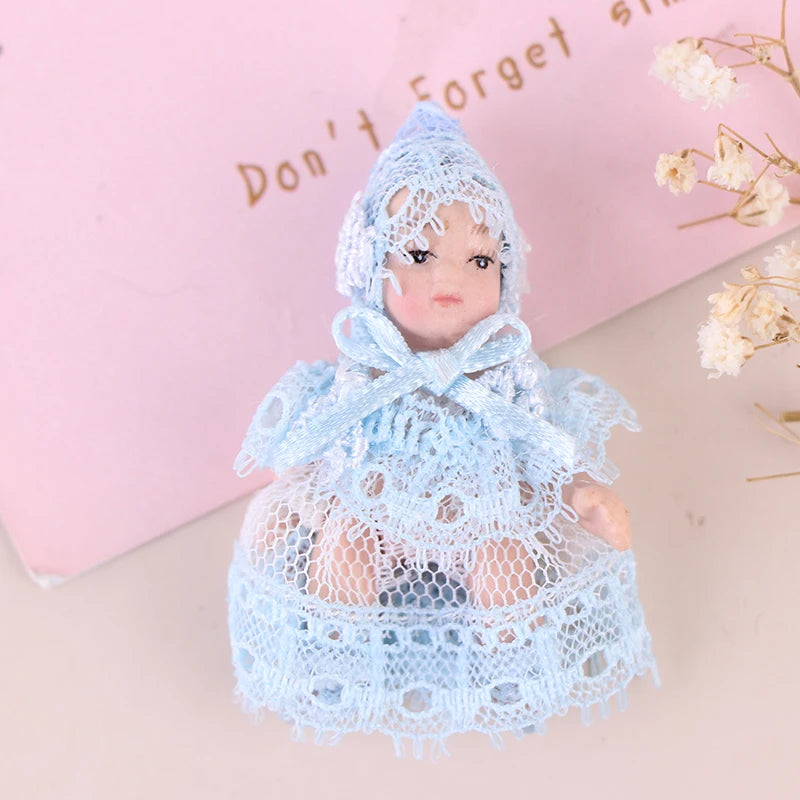1/12 Dollhouse Miniature Porcelain Doll People Model Beautiful Youth Boy Girl Decor Doll House Toy