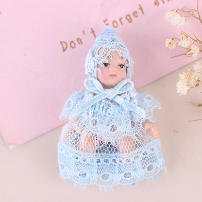 1/12 Dollhouse Miniature Porcelain Doll People Model Beautiful Youth Boy Girl Decor Doll House Toy
