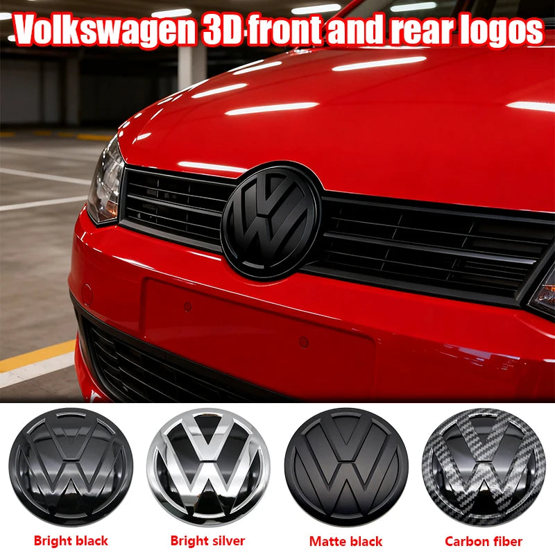 1Pc For Volkswagen Polo Car Emblem Logo With VW Polo 2014 2015 2016 2017 2018 Car Logo 122mm Front Bonnet Hood 110mm Rear Trunk