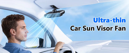 Eary Wireless Car Clip Fan for Sun Visor 3000mAh Rechargeable Portable Fan 360° Rotate 5 Speeds USB Cooling Clamp Cooler for SUV