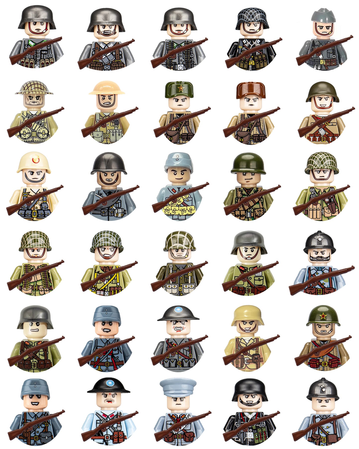 24pcs/batch WW2 Military Character WW2 Army Building Blocks Military Soldier Character Building Blocks Kids Holiday Gift Toys