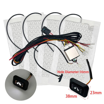 New Build-in Car Seat Heater Kit Fits 2 Seats Universal Alloy Wire/Carbon Fiber Heating Pad Single 3-level Square Control Switch