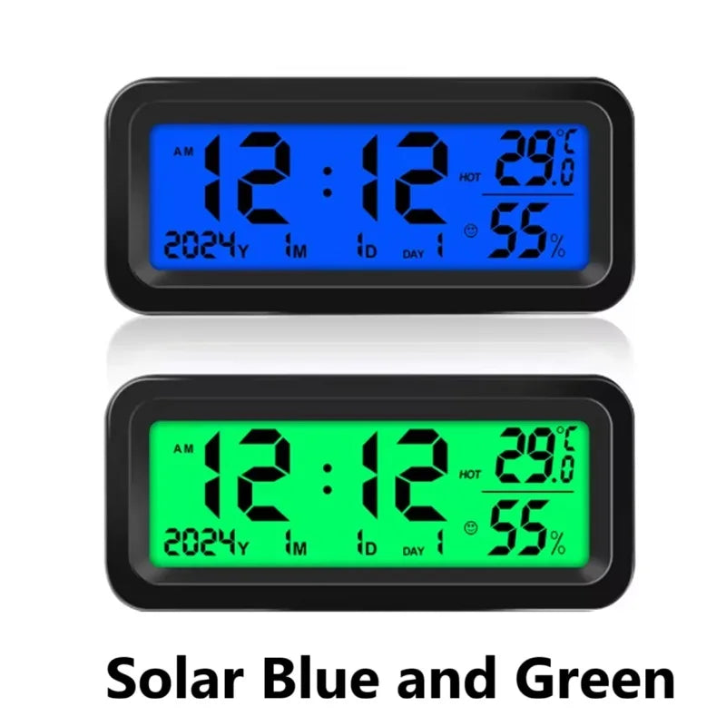 LCD Digital Solar/USB Car Clocks Power Dashboard Thermometer Automotive Electronic Temperature Humidity Gauge Automobiles Clock