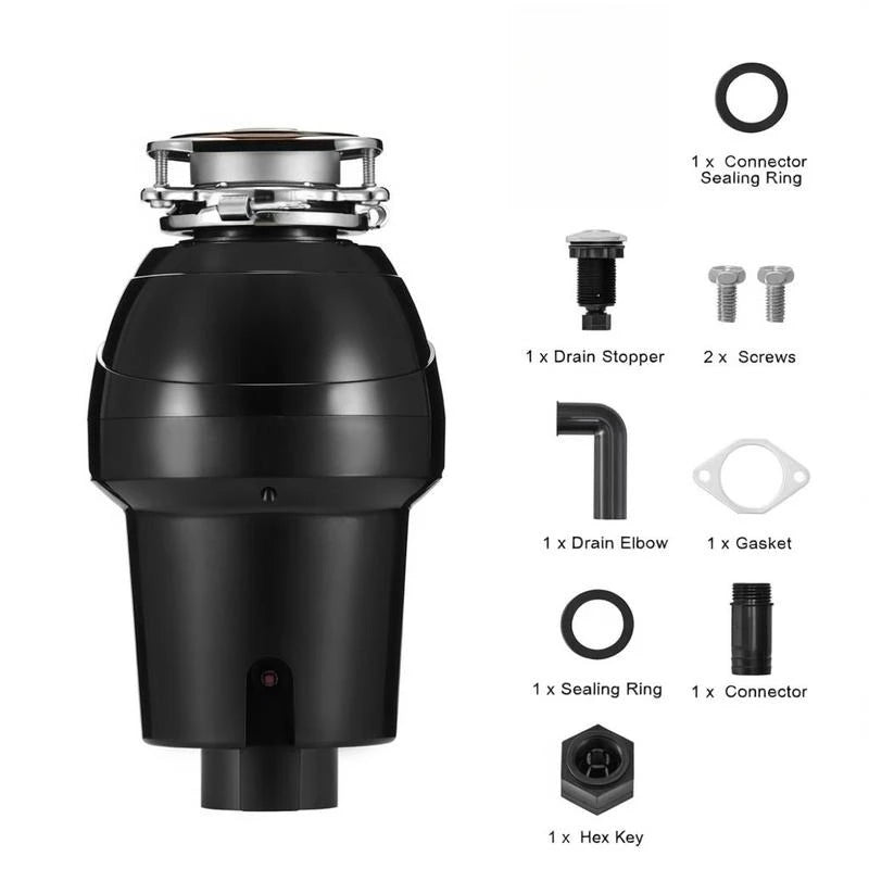 Garbage Disposal, 1.25HP 3360RPM Continuous Feed Food Waste Disposer, EZ Connect Food Waste Grinding System with Sound Reduction, Power Cord & Splash Guard for Kitchen Sinks