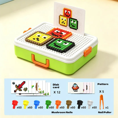 Mushroom Nail Peg Puzzle DIY Building Set, Montessori Fine Motor Educational Toy With Storage Box, Ideal Birthday Gift for Kids