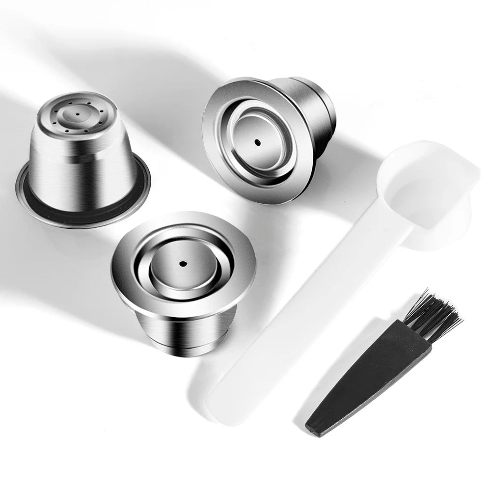Reusable Coffee Capsule For Nespresso Espresso Crema Cups Stainless Steel Refillable Coffee Pods Filters With Tamper Dosing Ring