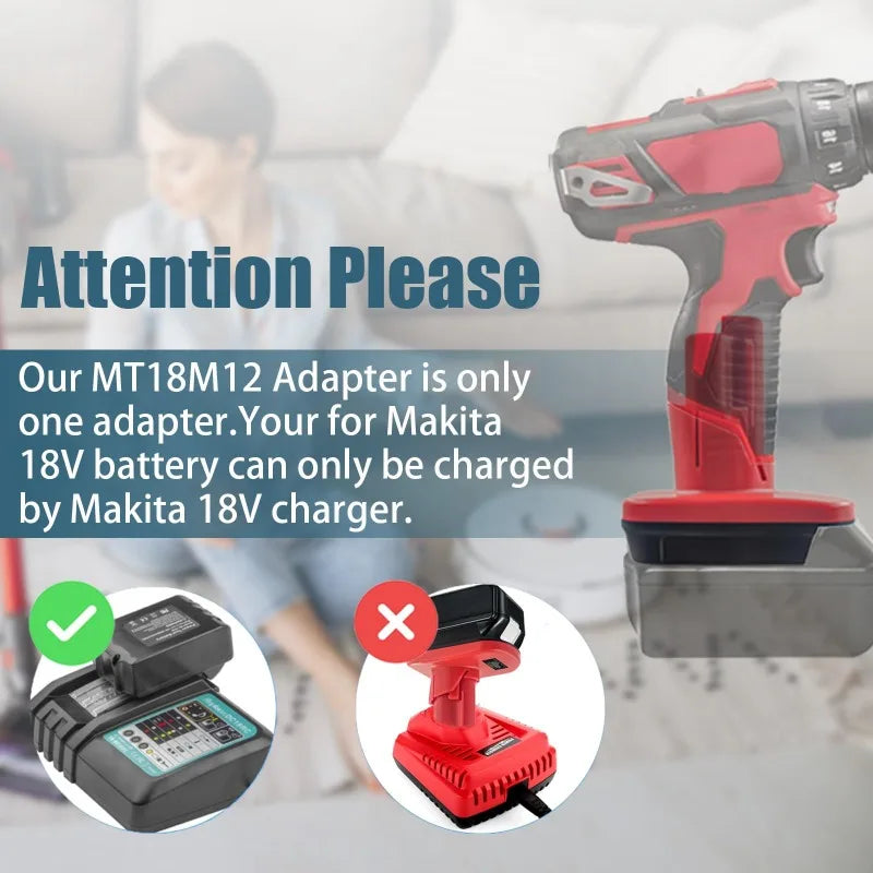 DM20M12 MT18M12 Adapter for Milwaukee/DeWalt/Makita 18V/20V Lithium Batteries Converting To for Milwaukee M12 12V Battery Tools
