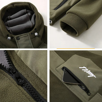 13XL 10XL Plus Size Cargo Jacket Men Autumn Winter Fleece Jacket Coat Male Fashion Casual Patchwork Jackets Big Size 13XL