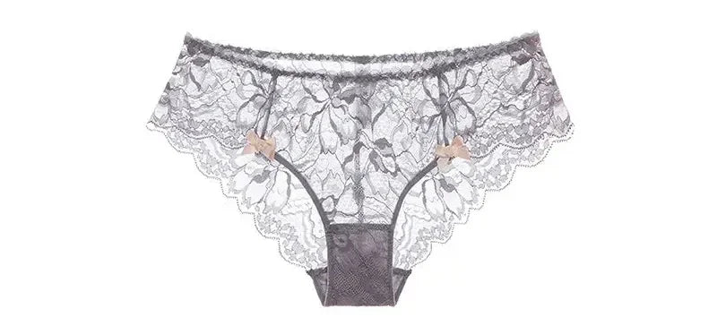 BANERDANNI French Lace Bralette Set Breathable Non-Padded Bra for Petite Sheer Floral Lingerie Wireless Comfort Anti-Gap Design