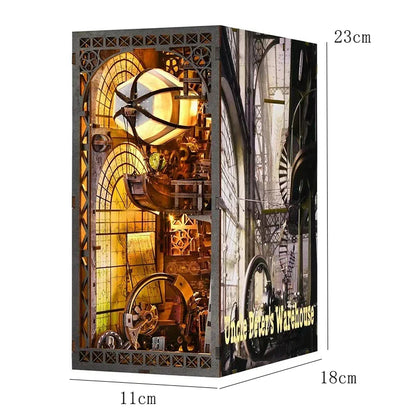 Wooden Book Nook Kits Miniature Wooden Doll Houses 3D Puzzles Assembly Building Toys Bookshelf Insert Decoration Toys For Gift