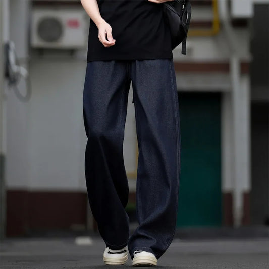 American Retro Y2K Original Color Denim Jeans Washed Loose Wide Leg Pants 2026 Style Vintage High Waist Trousers