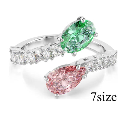New Cross Diamond Fashion Color Crystal Mixed Cut Open Ring