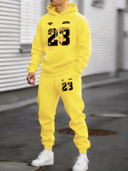 California Los Angeles Number 23 Print Autumn Winter Man Hoody Long Pants Set Fleece Jogging Sweatpant Basic Casual Sweatshirts
