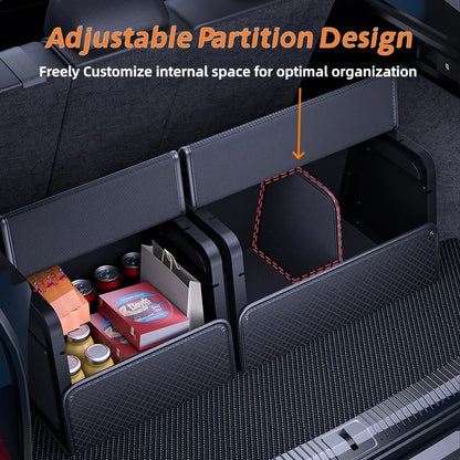 Car Trunk Organizer with 4-Point Magnetic Closure – PU Leather, Reinforced ABS Frame, Fits SUV, Sedan, and Home Use