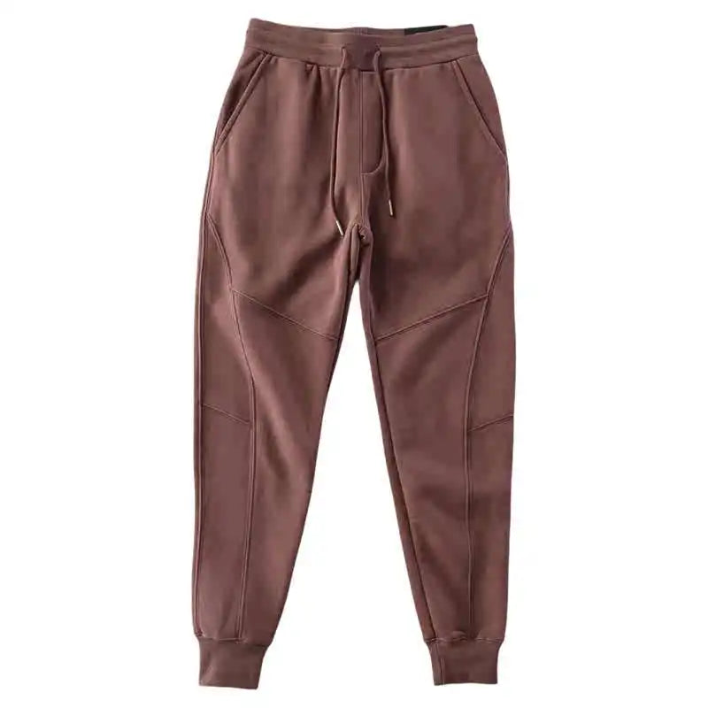 2024 Winter New American Retro Thickened Velvet Solid Color Sweatpants Men's Simple Drawstring Sports Casual Ankle-tied Pants