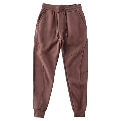 2024 Winter New American Retro Thickened Velvet Solid Color Sweatpants Men's Simple Drawstring Sports Casual Ankle-tied Pants