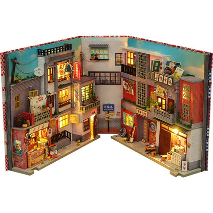 Diy Book Nook Doll House Miniature Wooden Bookshelf Shelf Insert Miniatures House Model Kit Anime Collection Birthday Toy Gifts