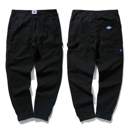 Slim Fit Workwear Trousers Casual Cotton Long Pants Men's Fashionable Youthful Style Embroidered Design Comfortable Leisure T...