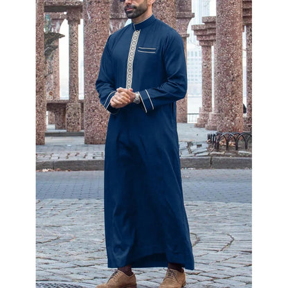 Muslim traditional men's robe, elegant and luxurious embroidered robe, casual festival Islamic men's robe
