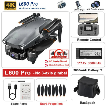 L600 PRO / L600 PRO MAX Drone 4K Professional HD Dual Cameras 3-axis Gimbal 5G WIFI Brushless Obstacle Avoidance Security Drone