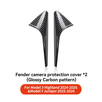 YZ Turn Signal Camera Trim Cover forTesla Model3Y 202-2026 Accessories Side Leaf Board Protector ABS Matte Carbon Fiber Pattern