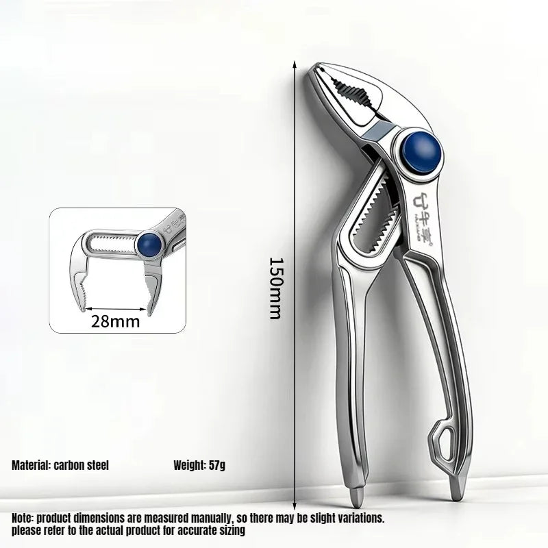 4 Inch Car Auto Repair Adjustable Plumbing Pipe Wrench Multifunctional Multi Surface Grip Automatic Pliers Portable Hand Tool