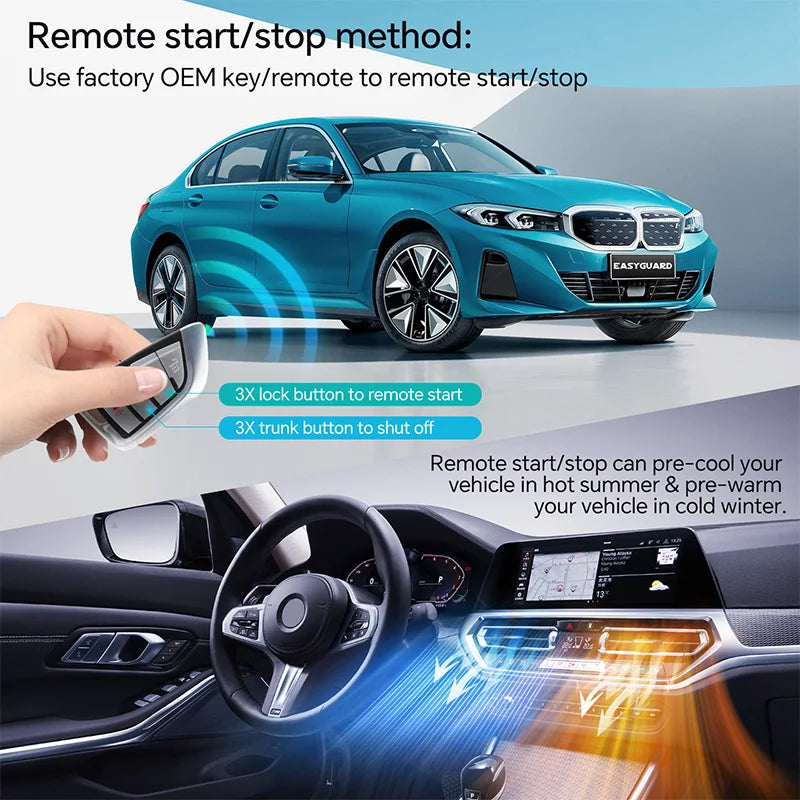 EasyGuard Plug Play Factory Key Remote Starter Fit For Selected BMW 2013-2018 I01/I12/I15 Wth OEM Push Start Button DC12V