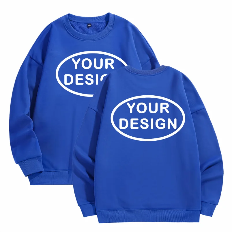 Customized Thick Winter Loose Sports Shirt With Printed Embroidery LOGO Round Neck Hoodie Personal Company Work Uniform
